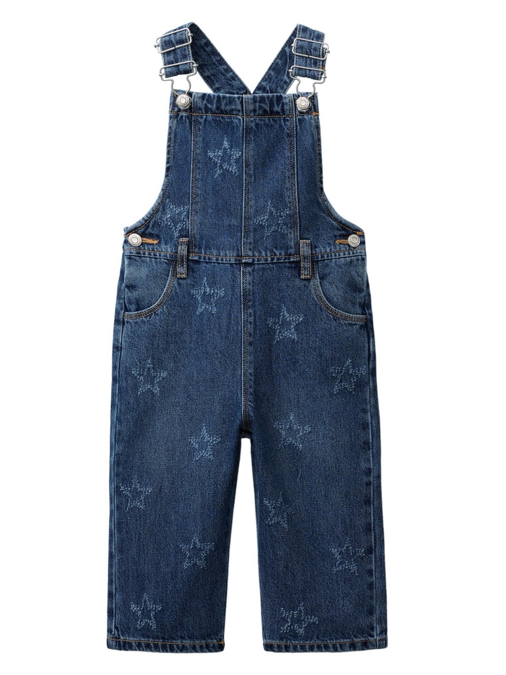 ZARA KIDS EMBROIDERED STAR DENIM LONG OVERALLS